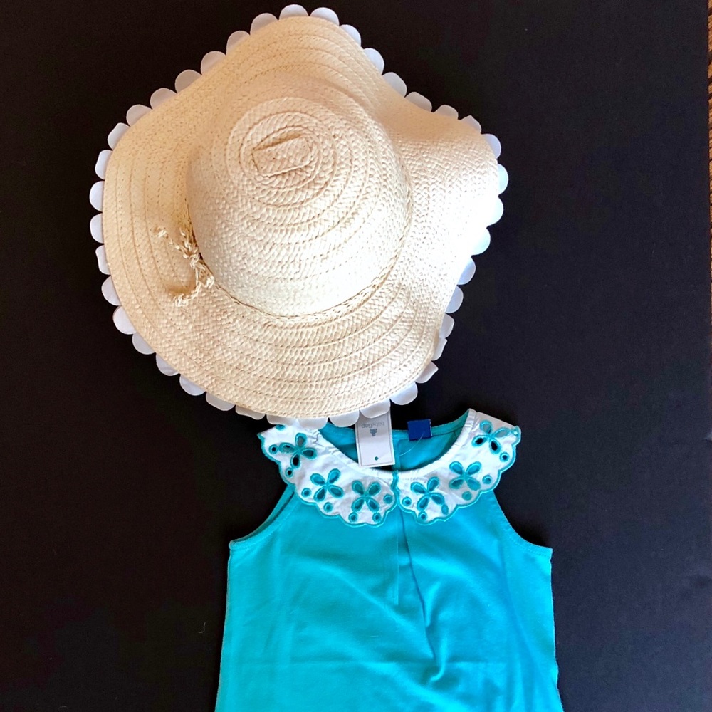 BabyGap eyelet collar tank top and floppy sun hat